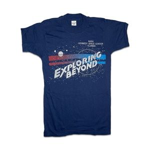 Vintage Devknit NASA Exploring Beyond Navy Blue Tee Shirt